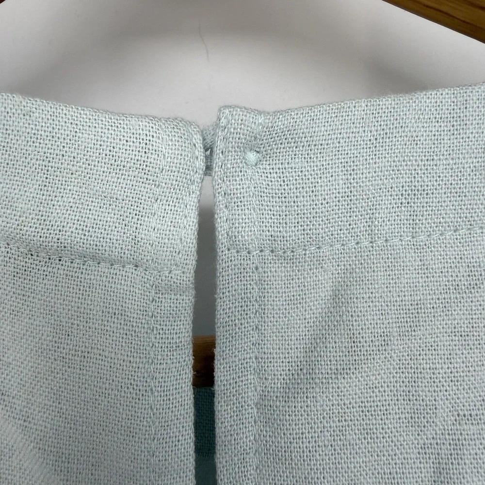 Banana Republic Womens Linen Blend Sleeveless Top S Back Keyhole Crewneck Woven